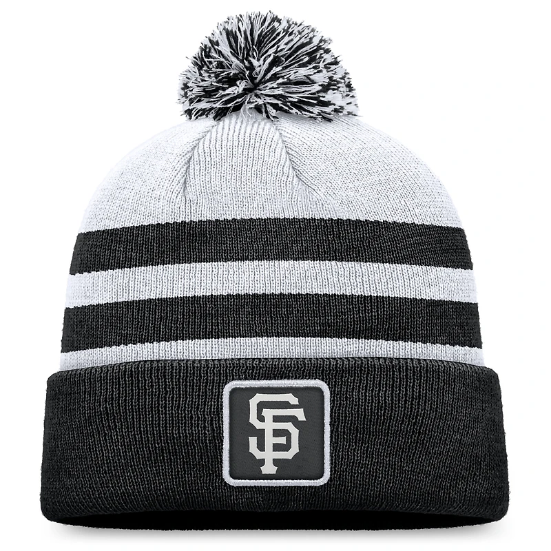 Bonnet en tricot à revers Fanatics gris San Francisco Giants pour hommes avec pompon