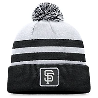 Bonnet en tricot à revers Fanatics gris San Francisco Giants pour hommes avec pompon