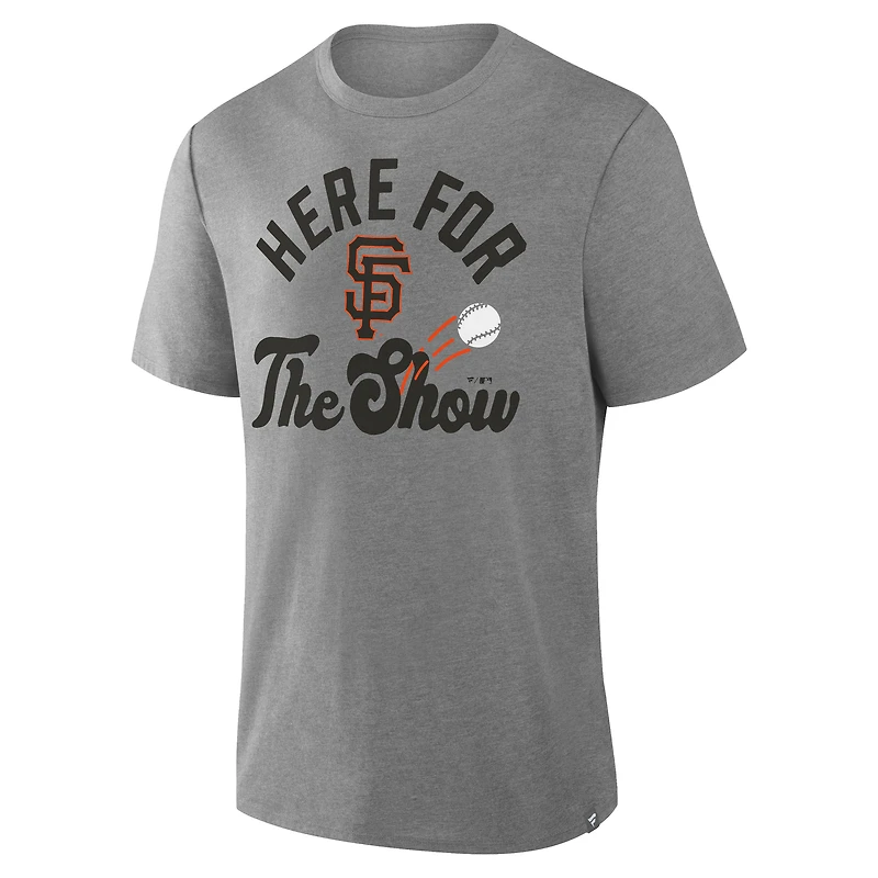 T-shirt tri-blend nostalgique gris chiné Fanatics pour homme des Giants de San Francisco