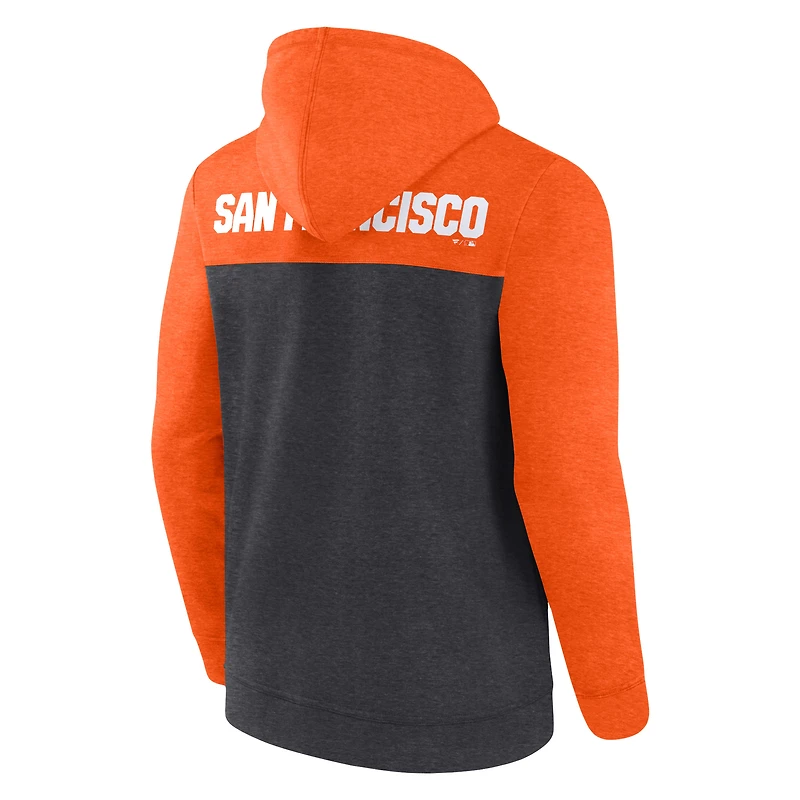Men's Fanatics Heathered Charcoal/Heathered Orange San Francisco Giants Blown Away Full-Zip Hoodie