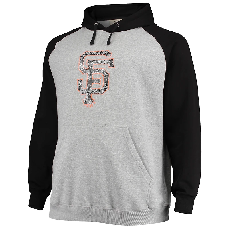 Sweat à capuche raglan Big & Tall Fanatics pour hommes, gris chiné/noir, San Francisco Giants