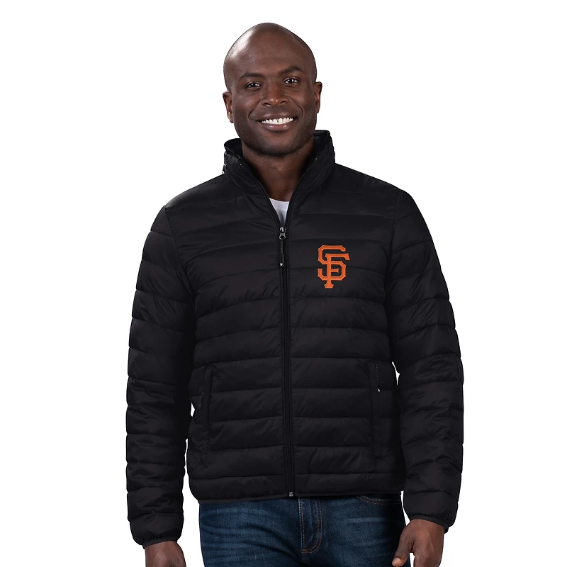 Doudoune zippée et pliable pour homme G-III Sports by Carl Banks avec coussin de cou logo San Francisco Giants, noire