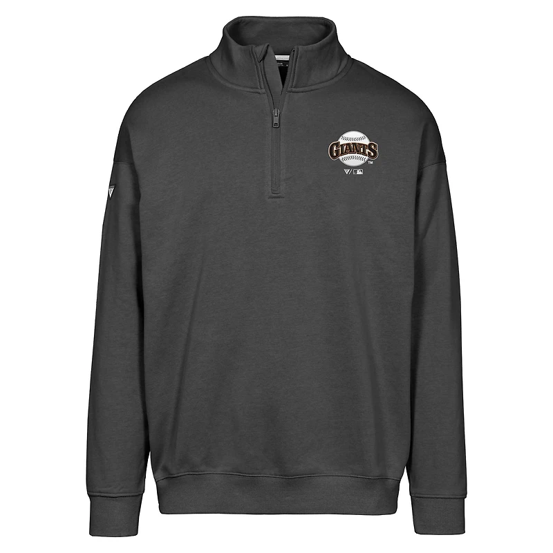 Men's Levelwear Black San Francisco Giants Cooperstown Collection Murray Quarter-Zip Sweatshirt