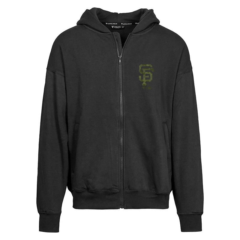 Men's Levelwear  Black San Francisco Giants Oversized Uphill Digital Camo Full-Zip Hoodie