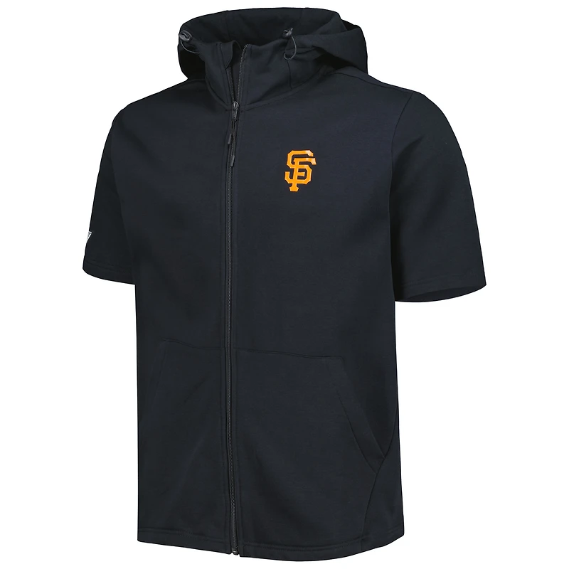 Chandail à capuchon manches courtes et glissière pleine longueur pour homme Levelwear Giants de San Francisco Recruit