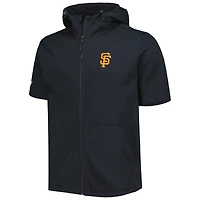 Chandail à capuchon manches courtes et glissière pleine longueur pour homme Levelwear Giants de San Francisco Recruit
