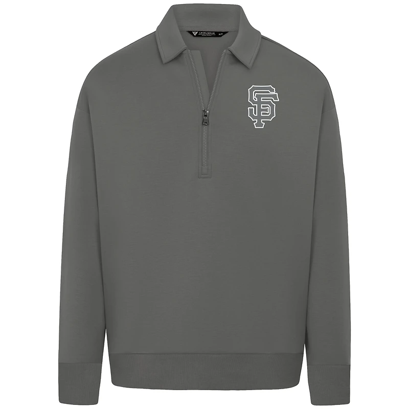 Pull à fermeture éclair quart de tour Luxe Signature gris Levelwear pour homme des Giants San Francisco