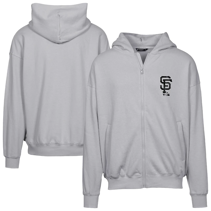 Sweat à capuche surdimensionné entièrement zippé motif camouflage numérique Uphill pour homme, gris, des San Francisco Giants