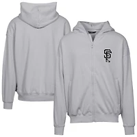 Sweat à capuche surdimensionné entièrement zippé motif camouflage numérique Uphill pour homme, gris, des San Francisco Giants