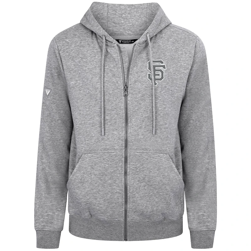 Men's Levelwear Gray San Francisco Giants Podium Banner Arch Full-Zip Hoodie