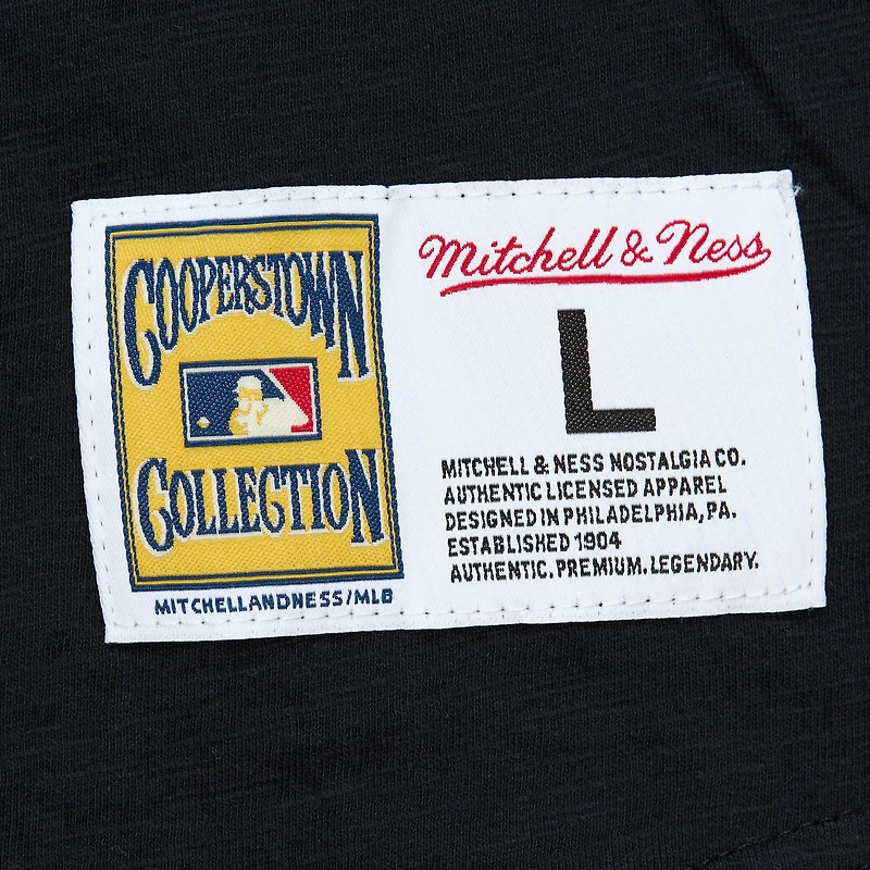 T-shirt à manches 3/4 légendaire Raglan Slub Henley de la collection Cooperstown des Giants San Francisco noir Mitchell & Ness pour hommes