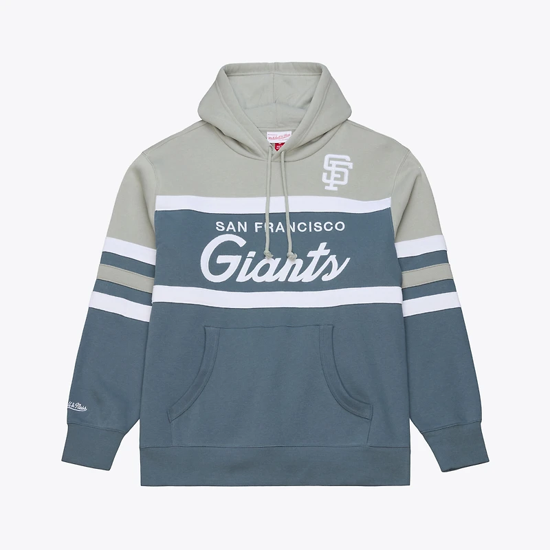 Sweat à capuche Mitchell & Ness gris pour homme, collection Cooperstown des Giants de San Francisco, modèle Thunderstorm Head Coach.