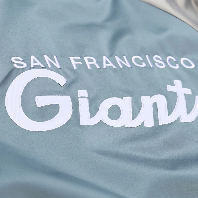 Men's Mitchell & Ness Gray San Francisco Giants Thunderstorm Head Coach Lightweight Satin Full-Snap Jacket
