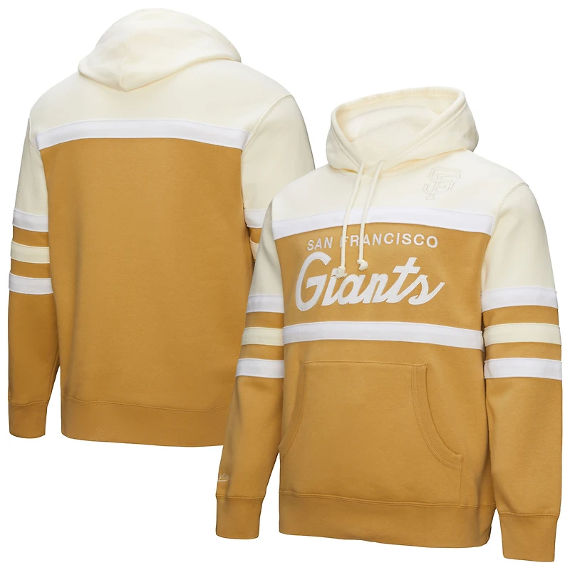 Sweat à capuche Mitchell & Ness beige/crème pour homme, modèle entraîneur-chef des Giants de San Francisco