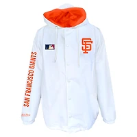 Veste à capuche Mitchell & Ness blanche pour homme, grandes tailles, San Francisco Giants, fermeture boutons-pression.