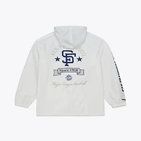 Men's Mitchell & Ness White San Francisco Giants Yacht Rock Coaches Full-Snap Hooded Windbreaker Jacket