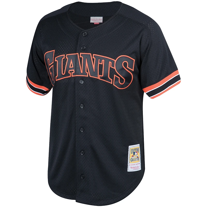Maillot pour homme Mitchell & Ness Will Clark noir San Francisco Giants Fashion Cooperstown Collection d'entraînement au bâton en maille