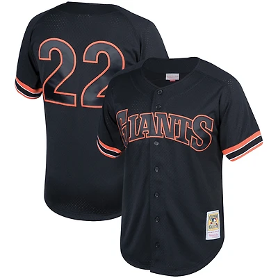 Maillot pour homme Mitchell & Ness Will Clark noir San Francisco Giants Fashion Cooperstown Collection d'entraînement au bâton en maille