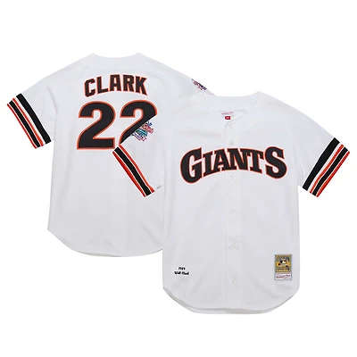 Maillot authentique Mitchell & Ness Will Clark blanc des Giants de San Francisco, collection Cooperstown 1989.