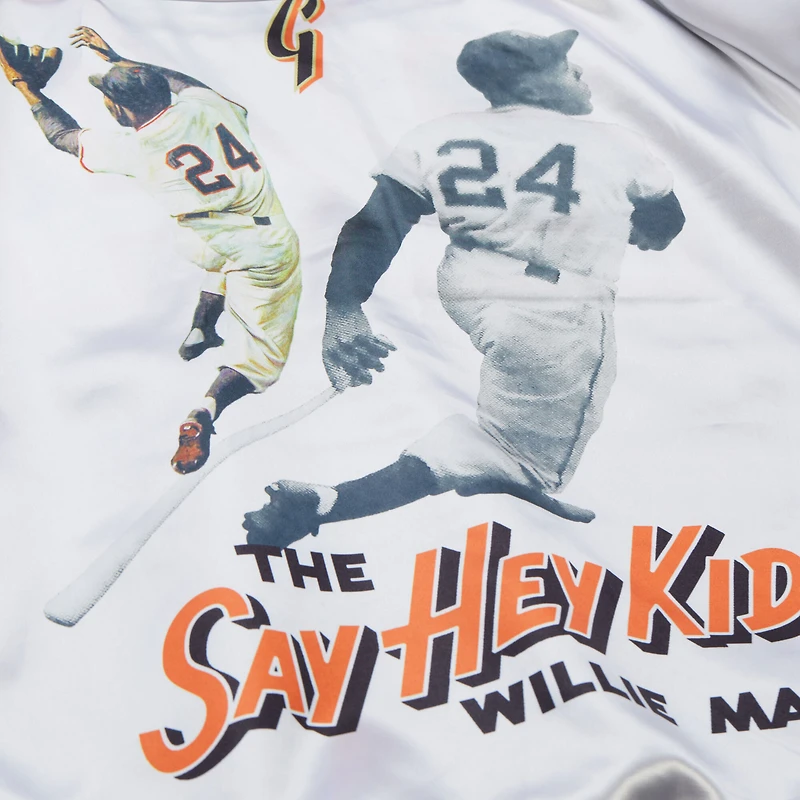 Veste en satin noir à boutons-pression pour homme Mitchell & Ness Willie Mays, collection Legends des Giants de San Francisco