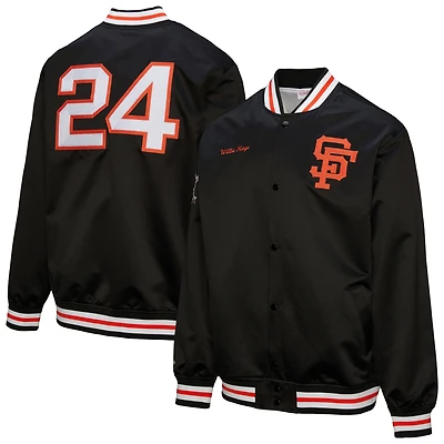 Veste en satin noir à boutons-pression pour homme Mitchell & Ness Willie Mays, collection Legends des Giants de San Francisco
