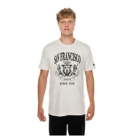 Men's New Era Beige San Francisco Giants Lifestyle Coat of Arms Flocking T-Shirt