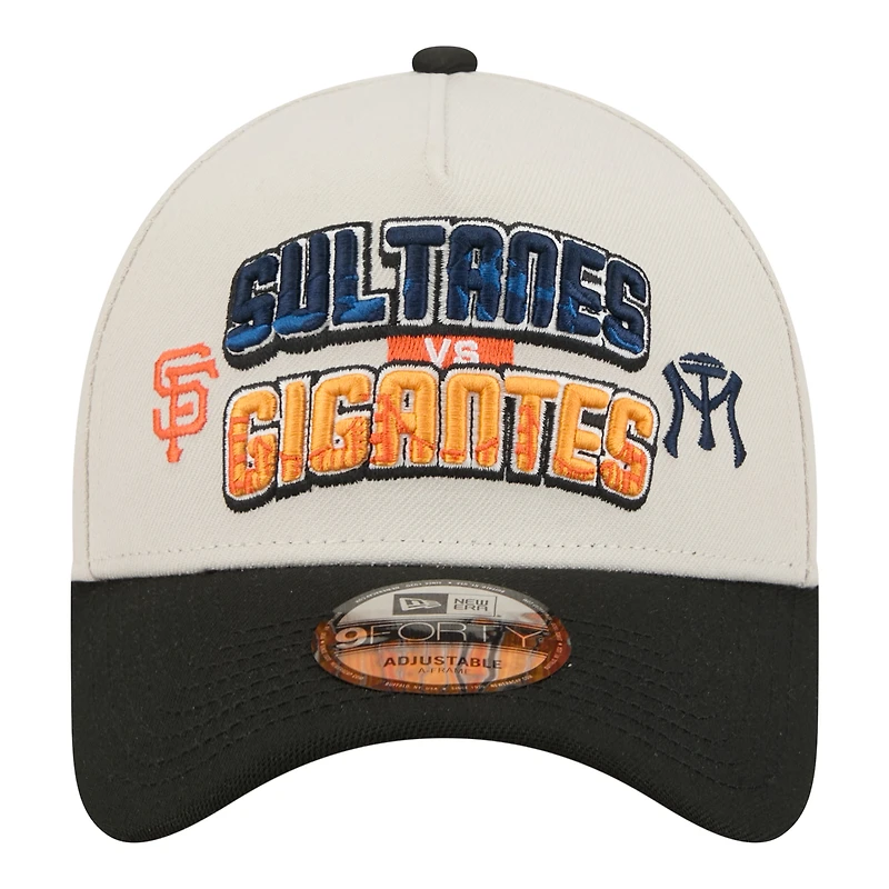 Men's New Era Beige San Francisco Giants vs. Monterrey Sultanes 2026 Matchup 9FORTY A-Frame Adjustable Hat