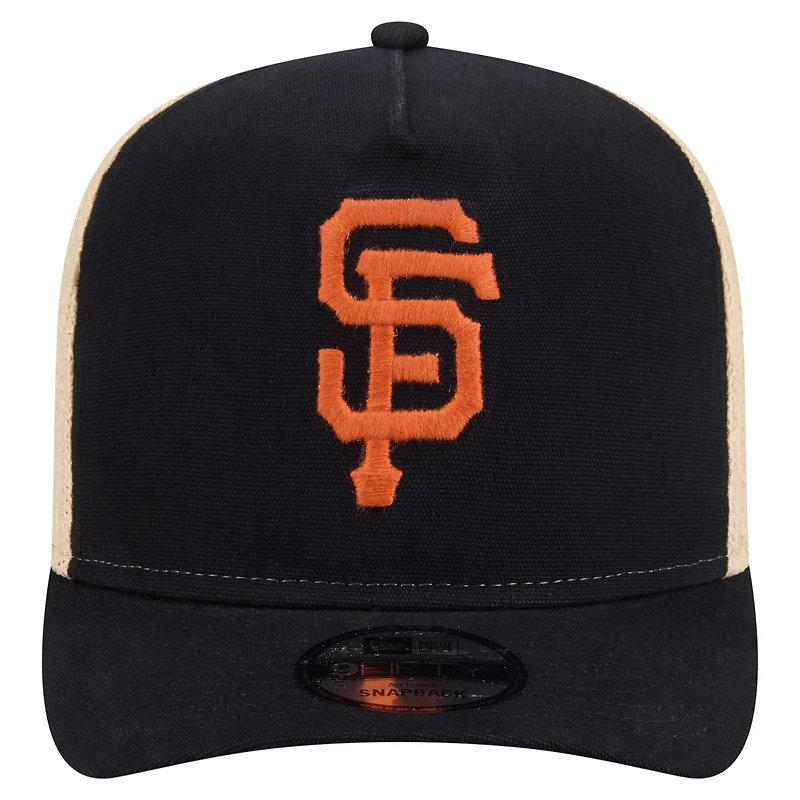 Casquette trucker ajustable New Era noire/naturelle San Francisco Giants 9FIFTY grainée pour homme