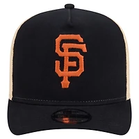 Casquette trucker ajustable New Era noire/naturelle San Francisco Giants 9FIFTY grainée pour homme