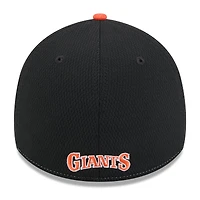 Casquette MLB Clubhouse 39THIRTY Flex noire/orange pour homme des Giants de San Francisco 2025 New Era