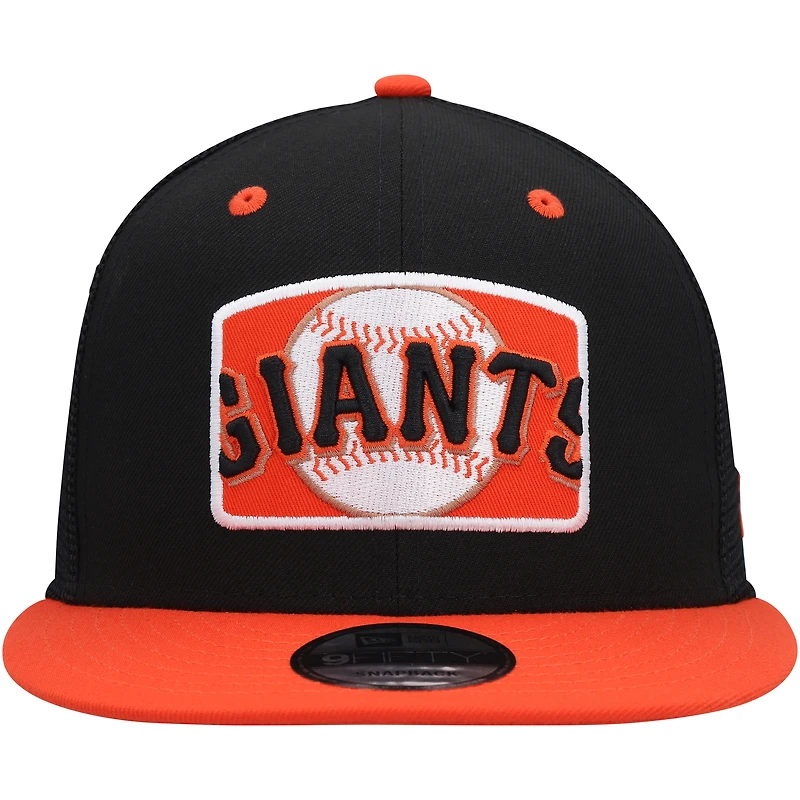 Men's New Era Black/Orange San Francisco Giants Logo Zoom Trucker 9FIFTY Snapback Hat