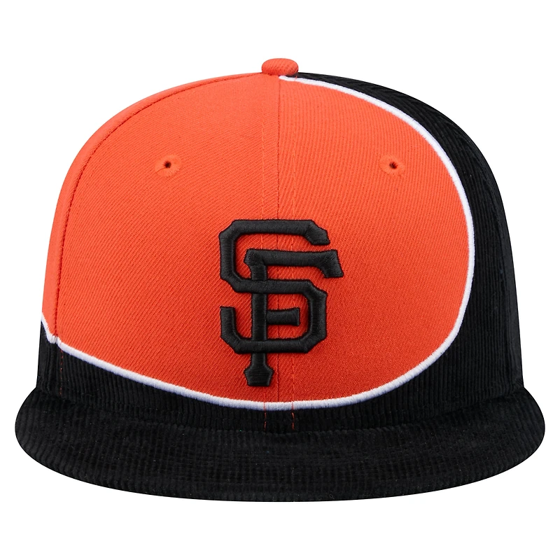 Men's New Era Black/Orange San Francisco Giants Retro Split Corduroy Snapback Hat