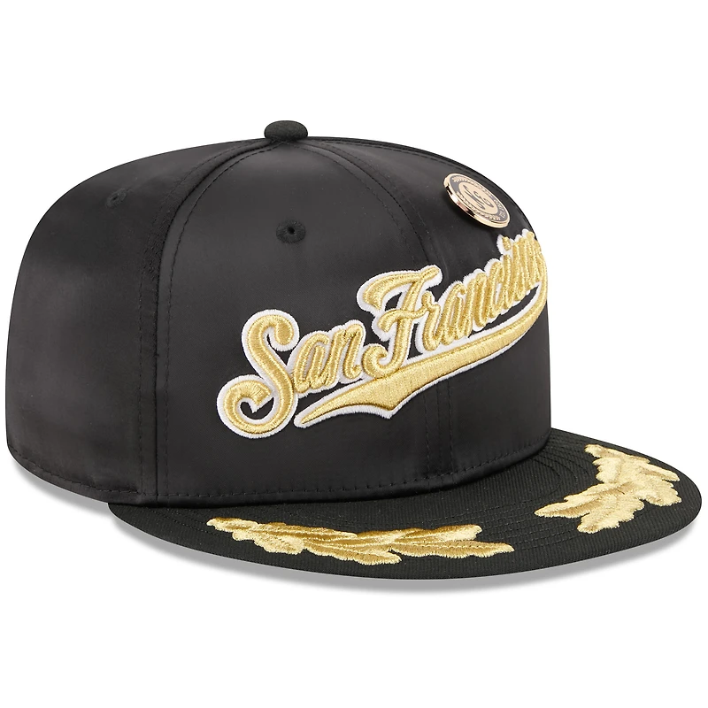 Casquette ajustée New Era noire San Francisco Giants 2025 59FIFTY Day Gold Leaf pour homme
