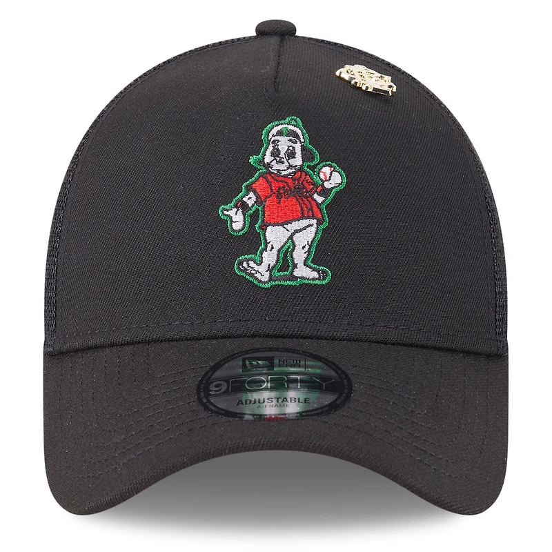 Men's New Era  Black San Francisco Giants 2025 Big League Chew A-Frame 9FORTY Adjustable Trucker Hat