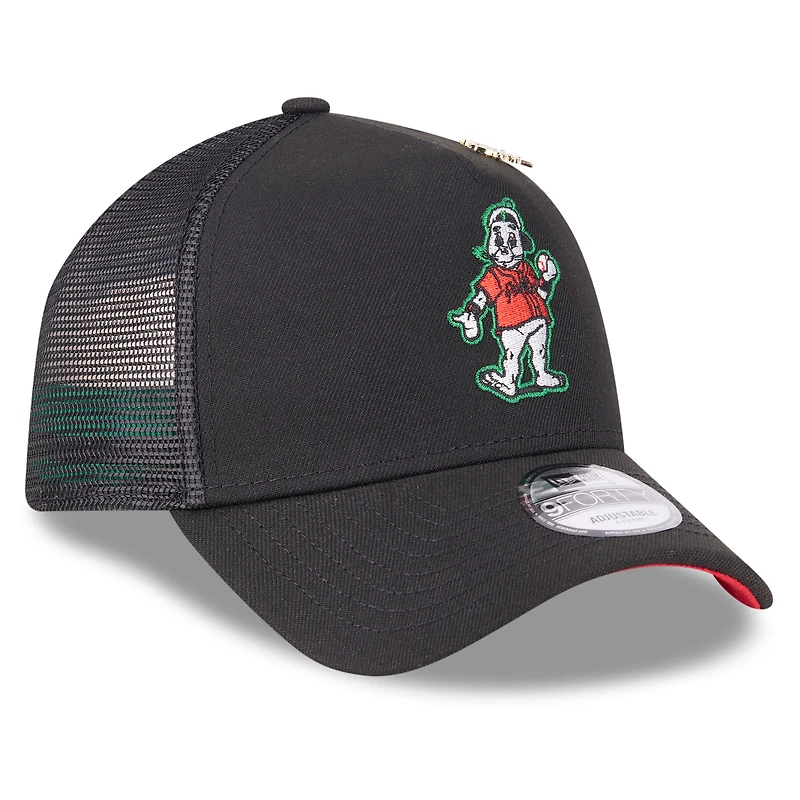 Men's New Era  Black San Francisco Giants 2025 Big League Chew A-Frame 9FORTY Adjustable Trucker Hat