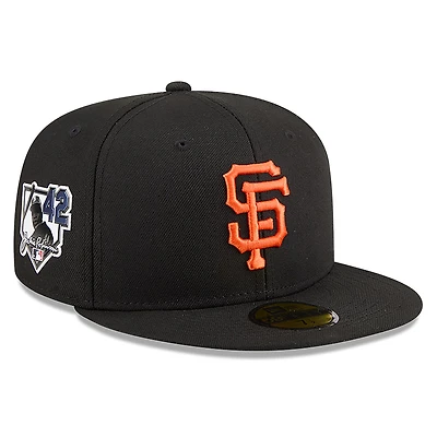Casquette ajustée New Era noire pour homme, San Francisco Giants 2026, Journée Jackie Robinson, référence 59FIFTY