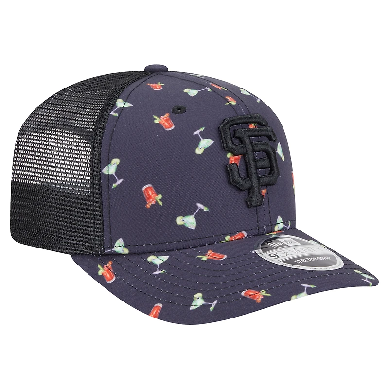 Casquette extensible à bouton-pression New Era noire pour homme, motif Adventure Drinks 9SEVENTY, des Giants de San Francisco