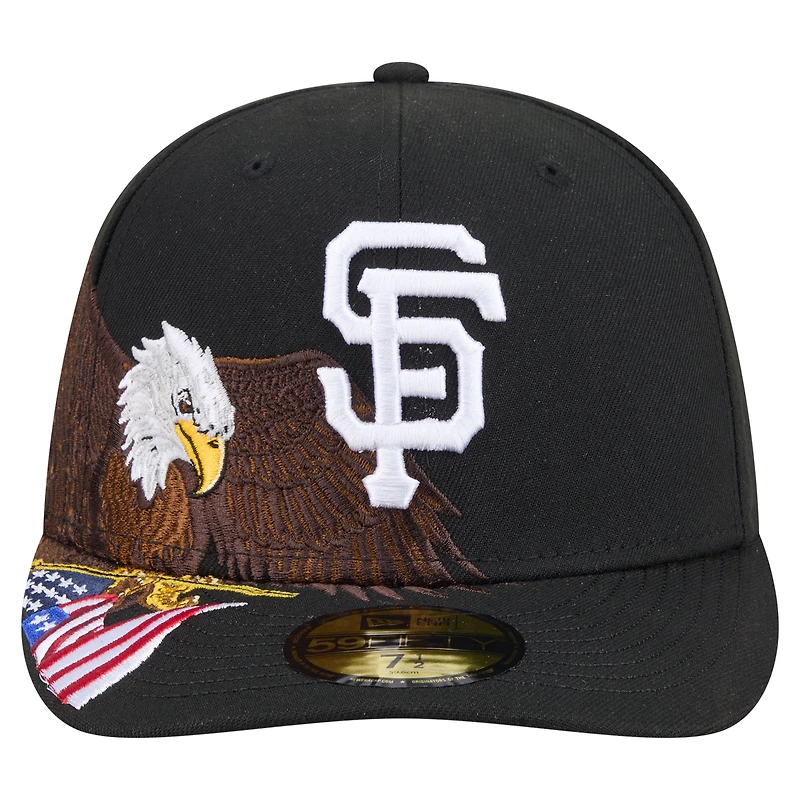 Men's New Era Black San Francisco Giants Americana Bald Eagle Pre-Curved 59FIFTY Fitted Hat