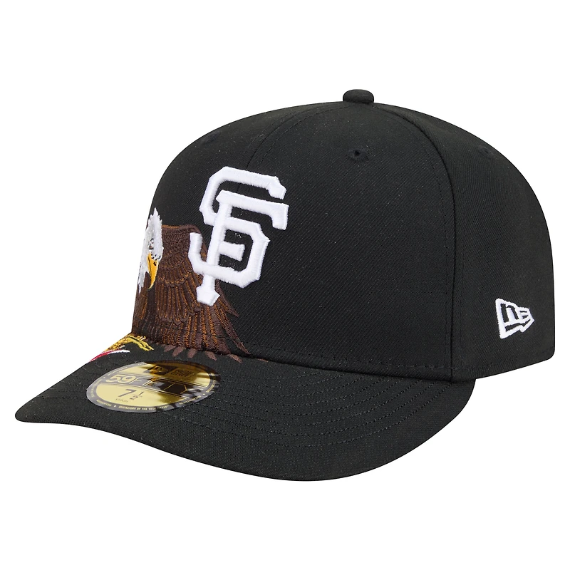 Casquette ajustée New Era 59FIFTY noire pour homme, motif aigle chauve des Giants de San Francisco, style Americana.
