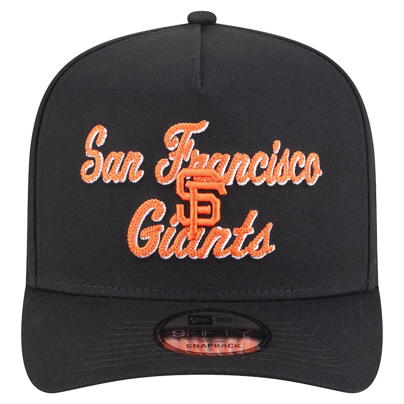 Men's New Era Black San Francisco Giants Chainstitch 9FIFTY A-Frame Snapback Hat
