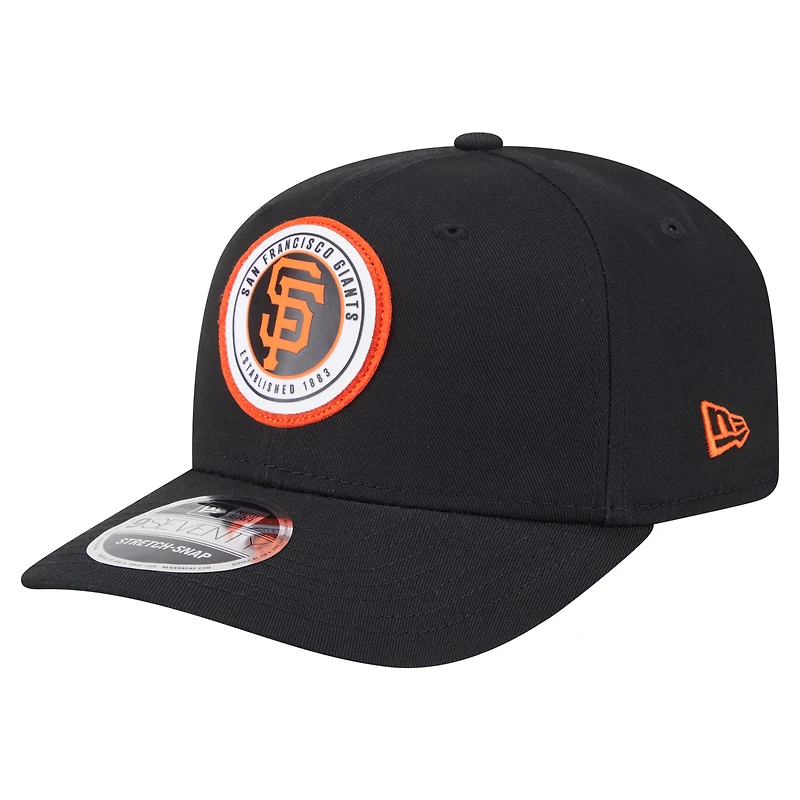 Casquette extensible à bouton-pression New Era noire pour homme avec écusson circulaire 9SEVENTY des Giants de San Francisco