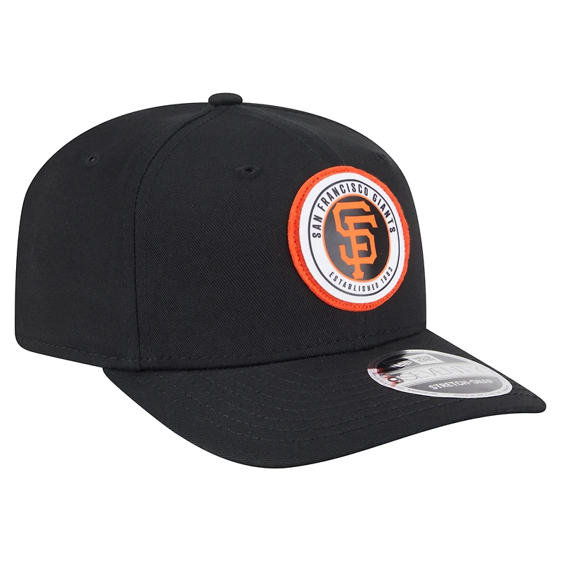 Casquette extensible à bouton-pression New Era noire pour homme avec écusson circulaire 9SEVENTY des Giants de San Francisco