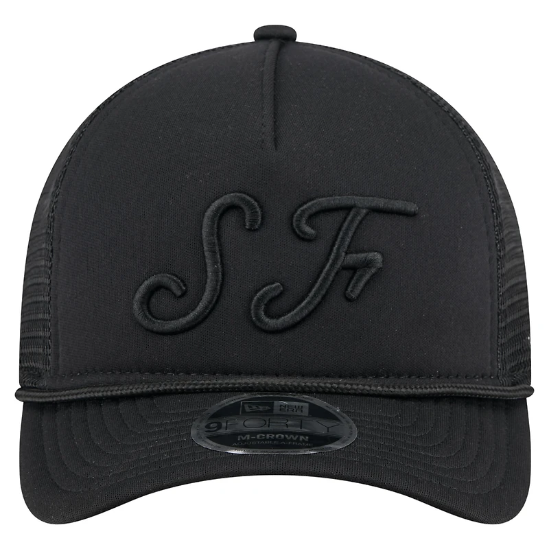 Casquette camionneur ajustable New Era noire City Initial 9FORTY A-Frame M-Crown des Giants de San Francisco pour homme