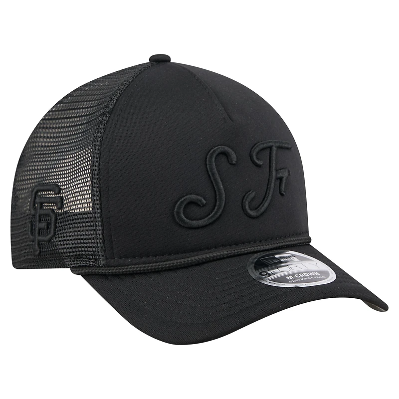 Casquette camionneur ajustable New Era noire City Initial 9FORTY A-Frame M-Crown des Giants de San Francisco pour homme