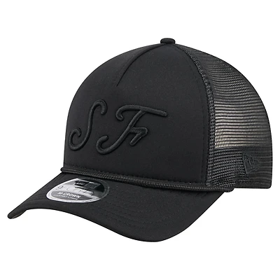 Casquette camionneur ajustable New Era noire City Initial 9FORTY A-Frame M-Crown des Giants de San Francisco pour homme