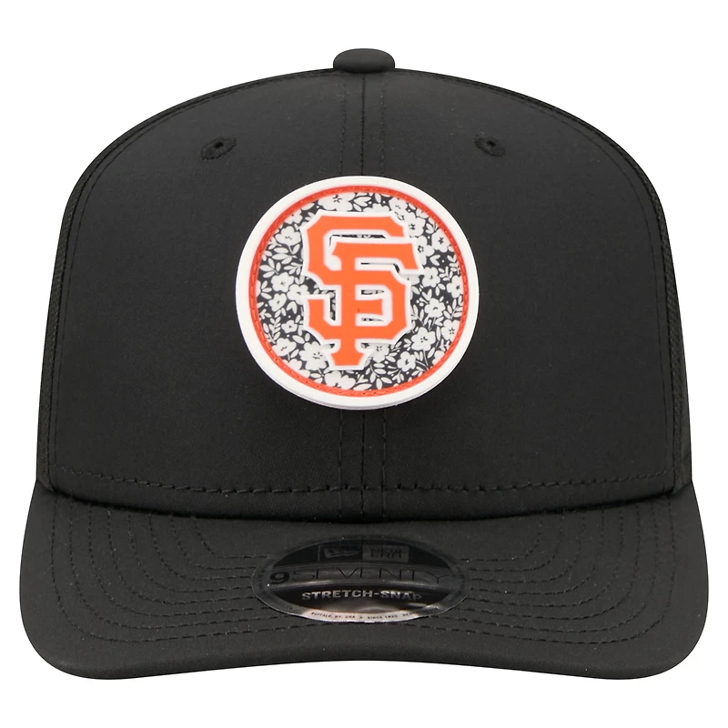 Men's New Era Black San Francisco Giants Floral Patch 9SEVENTY Adjustable Hat