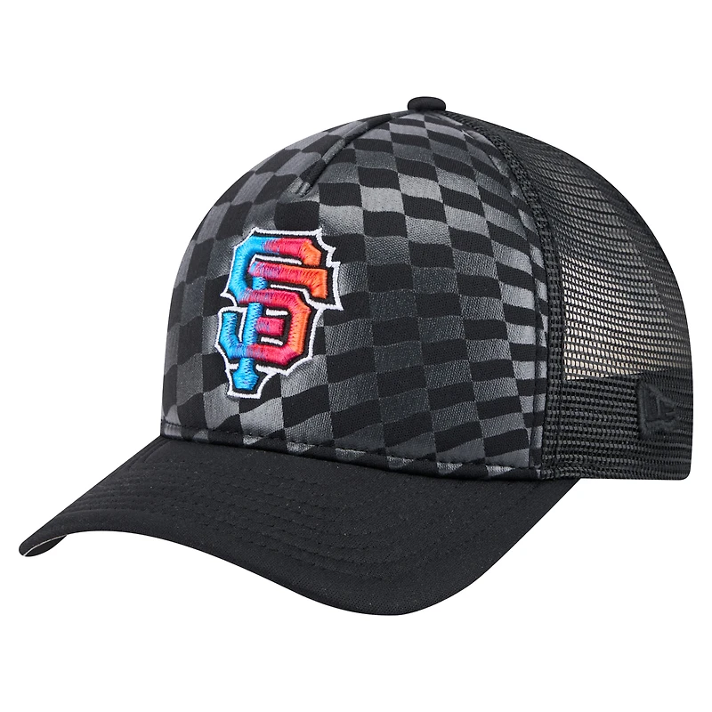 Casquette ajustable 9FORTY A-Frame M-Crown Trucker noire dégradée San Francisco Giants New Era pour homme