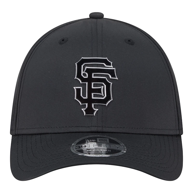 Casquette New Era noire San Francisco Giants métallisée 39THIRTY M-Crown Flex pour homme