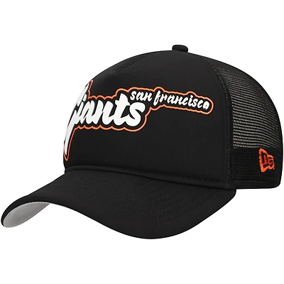 Casquette ajustable New Era San Francisco Giants Retro Bold A-Frame Trucker 9FORTY noire pour homme