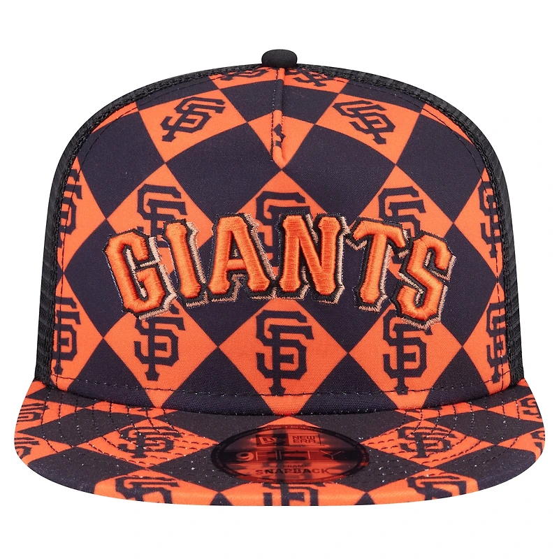 Men's New Era Black San Francisco Giants Seeing Diamonds A-Frame Trucker 9FIFTY Snapback Hat